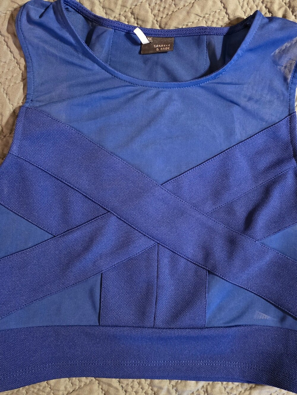 Sparkle & Fade cobalt blue mesh bandage crop Top/sports Bra